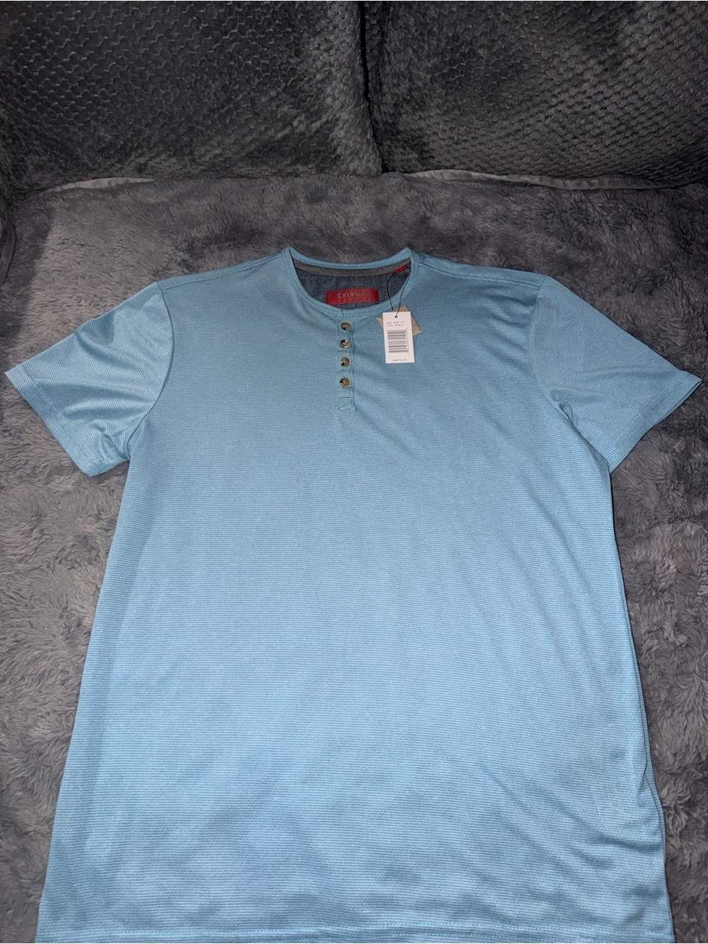 Men's Light Blue Short Sleeve Henley Tee